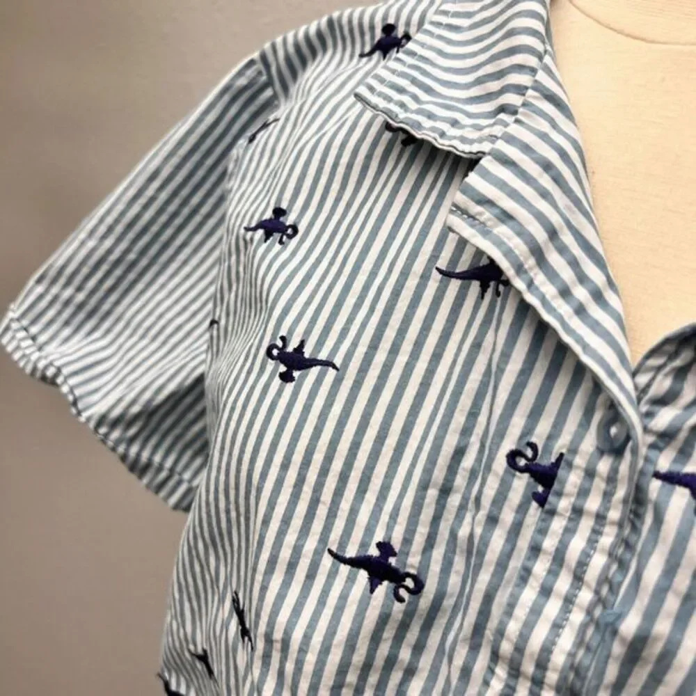 Disney Her Universe Aladdin Lamp Embroidered Tie Hem‎ Blouse Misses size XL - Picture 6 of 8
